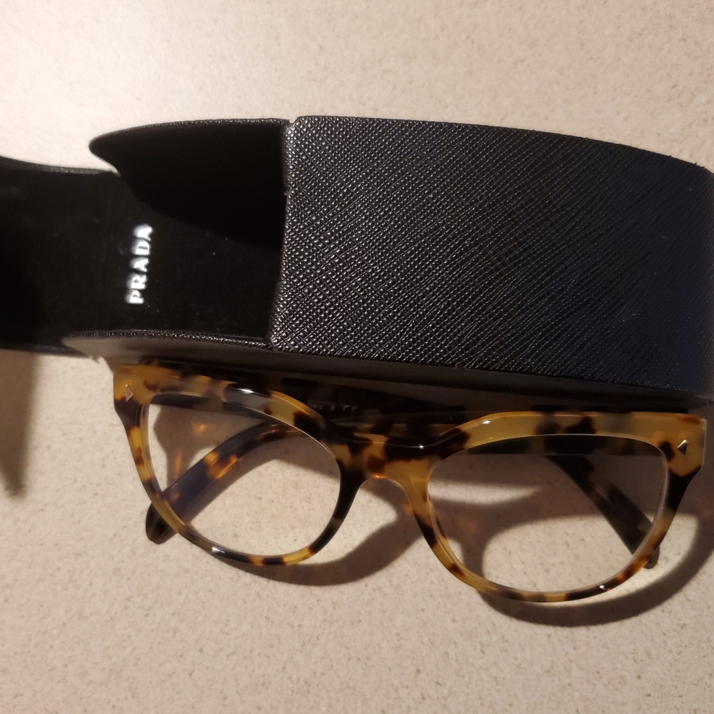 Prada Medium Havana Eyeglass Frames w/Hard Case